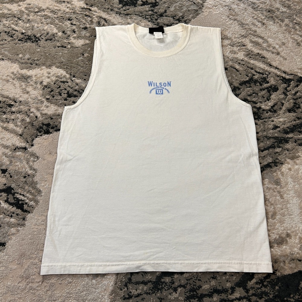 Vintage Wilson T Shirt Mens Large White Engineered For Sport Graphic‎ Sleeveless
